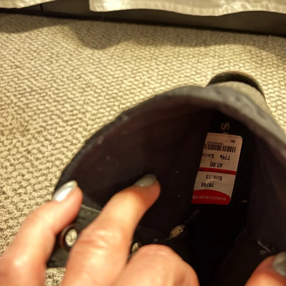 Sorel Lexie Quilted Leather Wedge Boots Dark Slate Ardoise Sombre Size 7.5 - Picture 8 of 10